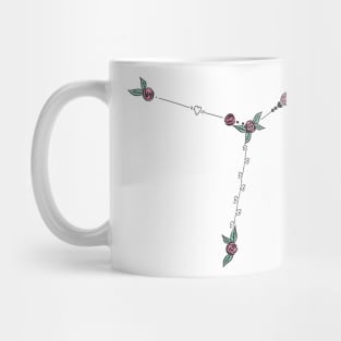 Columba (Dove) Constellation Roses and Hearts Doodle Mug